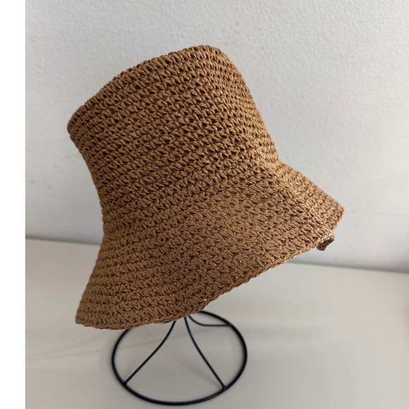 Madewell Accessories - Madewell Packable Straw Bucket Hat Tan Brown Crochet Paper Sun Hat M/L